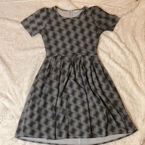 Black and grey knee length dress